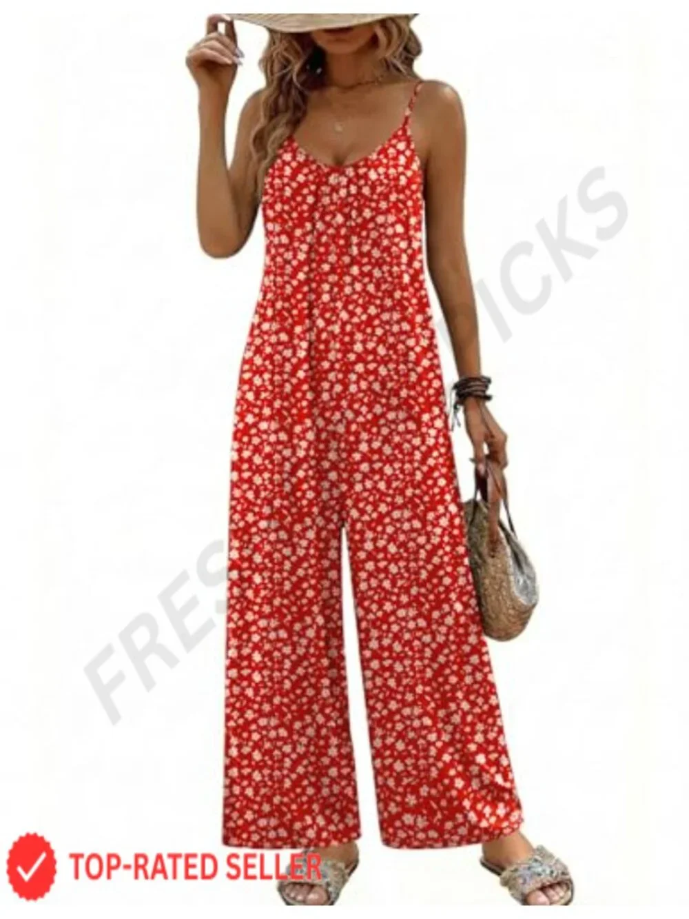 Boho Jumpsuit Women Wide Leg Loose Romper Sleeveless Summer Outfit